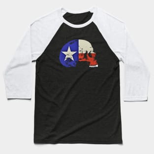 Skull with State Flag of Texas Baseball T-Shirt